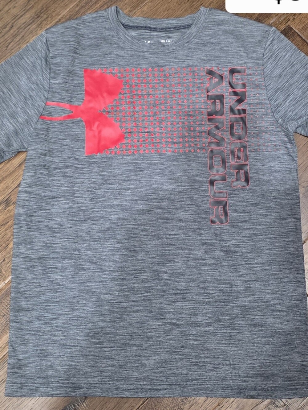 Under Armour Grey Heather Short Sleeve Tee with Red Logo